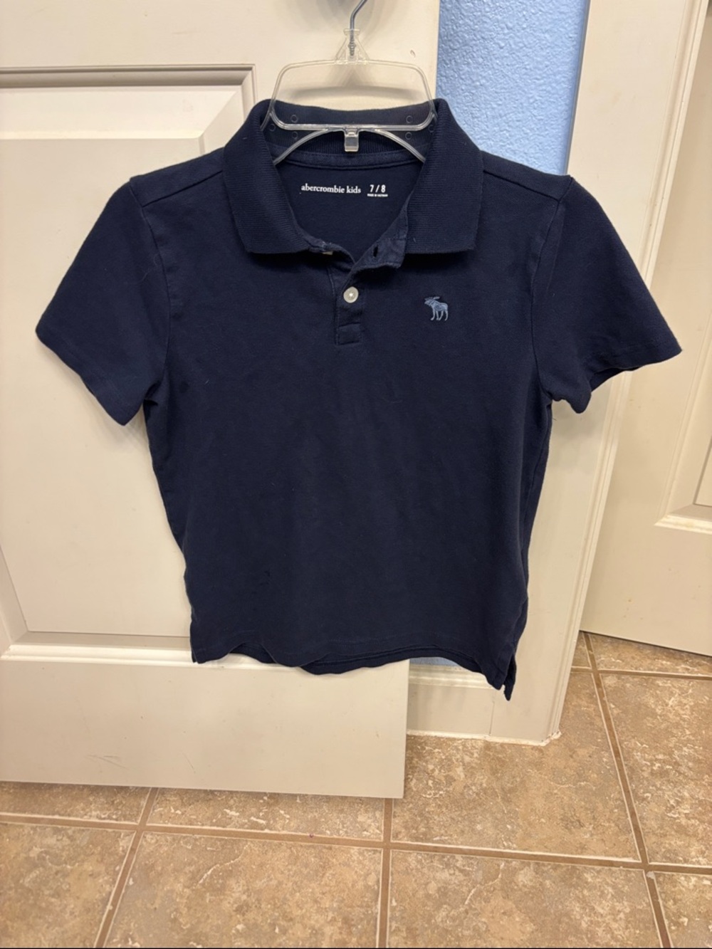 abercrombie kids Navy Polo Shirt 7/8 7 8 - Picture 2 of 4